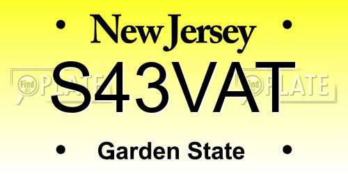 S43VAT New Jersey License Plate