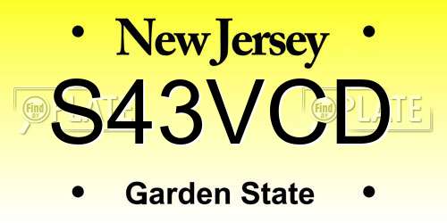 S43VCD New Jersey License Plate