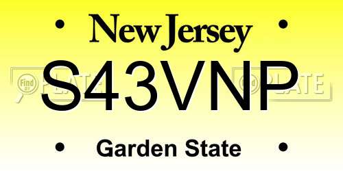 S43VNP New Jersey License Plate