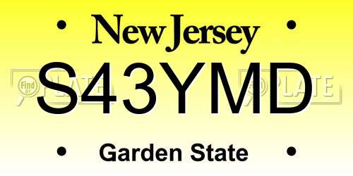S43YMD New Jersey License Plate
