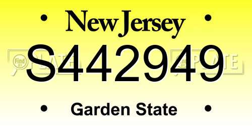 S442949 New Jersey License Plate