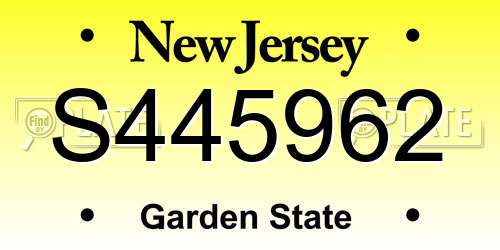 S445962 New Jersey License Plate
