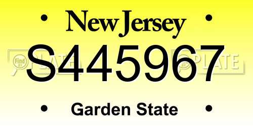 S445967 New Jersey License Plate