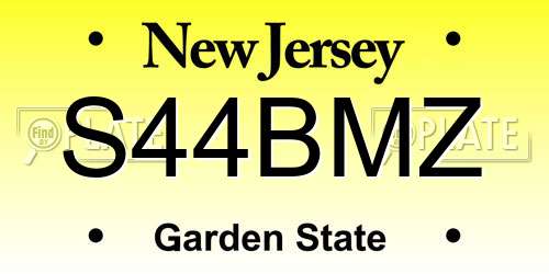 S44BMZ New Jersey License Plate