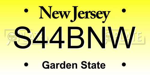S44BNW New Jersey License Plate