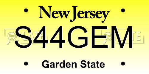 S44GEM New Jersey License Plate