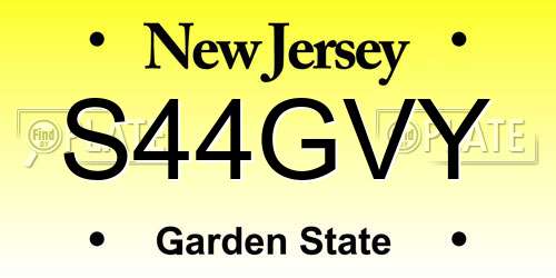 S44GVY New Jersey License Plate