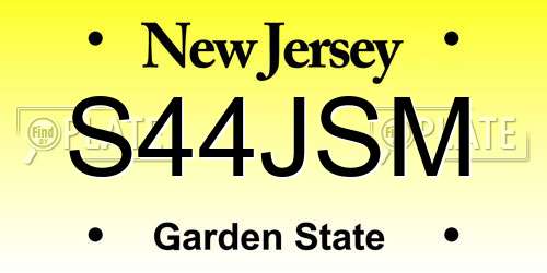 S44JSM New Jersey License Plate