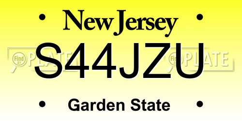 S44JZU New Jersey License Plate