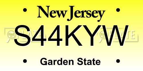 S44KYW New Jersey License Plate