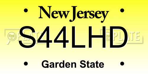 S44LHD New Jersey License Plate