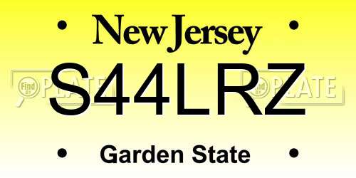 S44LRZ New Jersey License Plate