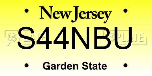 S44NBU New Jersey License Plate