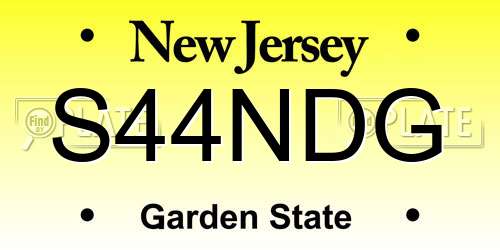 S44NDG New Jersey License Plate