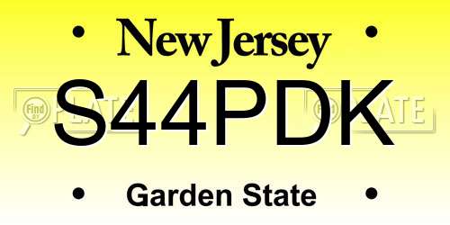 S44PDK New Jersey License Plate