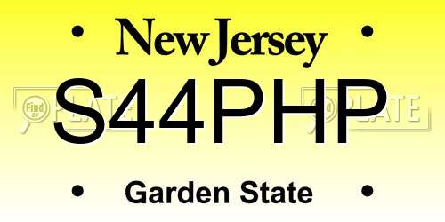 S44PHP New Jersey License Plate