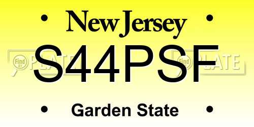 S44PSF New Jersey License Plate