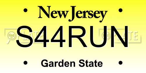 S44RUN New Jersey License Plate