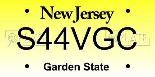 S44VGC New Jersey License Plate