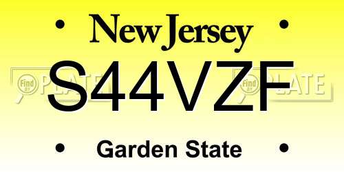 S44VZF New Jersey License Plate