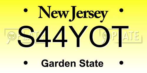 S44YOT New Jersey License Plate