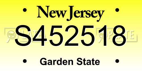 S452518 New Jersey License Plate