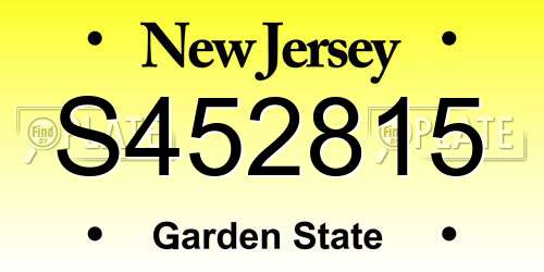 S452815 New Jersey License Plate