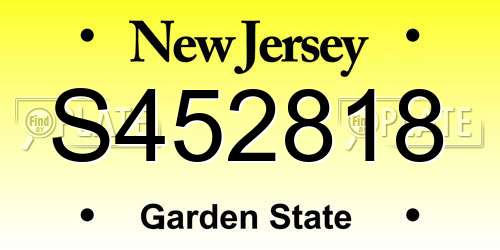 S452818 New Jersey License Plate