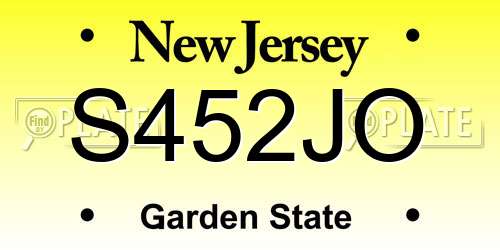 S452JO New Jersey License Plate