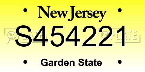 S454221 New Jersey License Plate