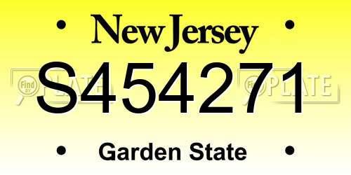 S454271 New Jersey License Plate