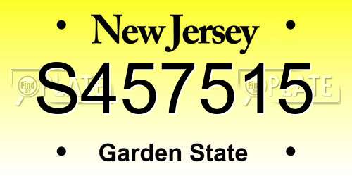 S457515 New Jersey License Plate