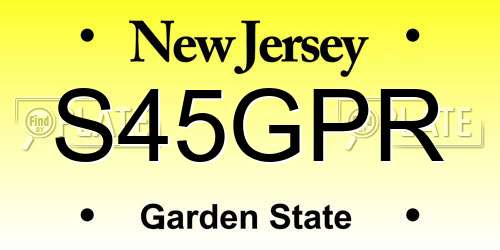 S45GPR New Jersey License Plate