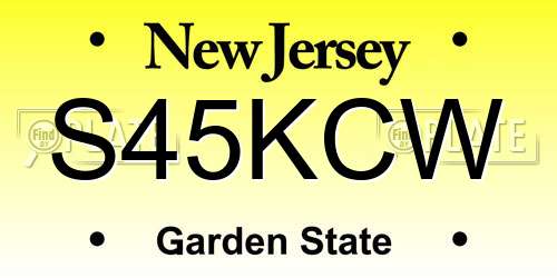 S45KCW New Jersey License Plate