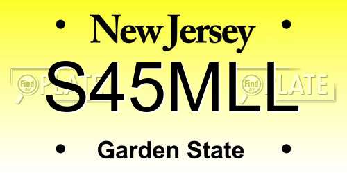 S45MLL New Jersey License Plate