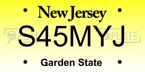 S45MYJ New Jersey License Plate