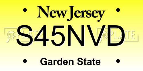 S45NVD New Jersey License Plate