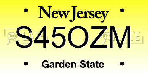 S45OZM New Jersey License Plate
