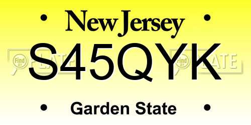 S45QYK New Jersey License Plate