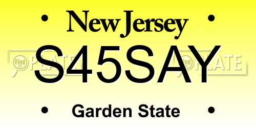 S45SAY New Jersey License Plate