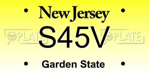 S45V New Jersey License Plate