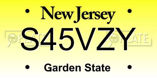 S45VZY New Jersey License Plate