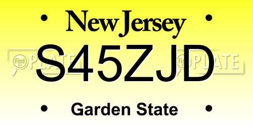 S45ZJD New Jersey License Plate