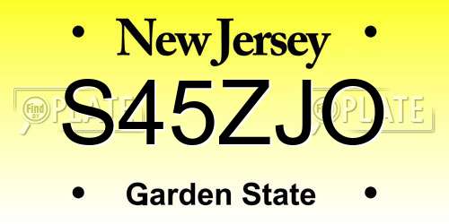 S45ZJO New Jersey License Plate