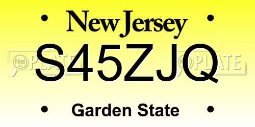 S45ZJQ New Jersey License Plate