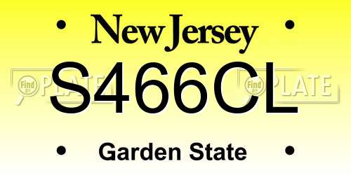 S466CL New Jersey License Plate