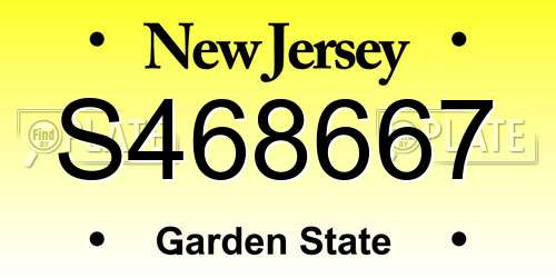 S468667 New Jersey License Plate