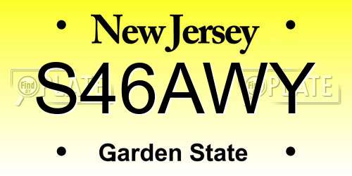S46AWY New Jersey License Plate