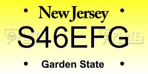 S46EFG New Jersey License Plate