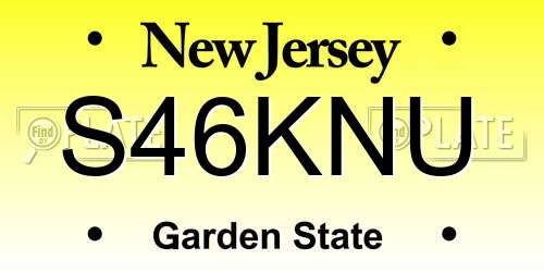 S46KNU New Jersey License Plate